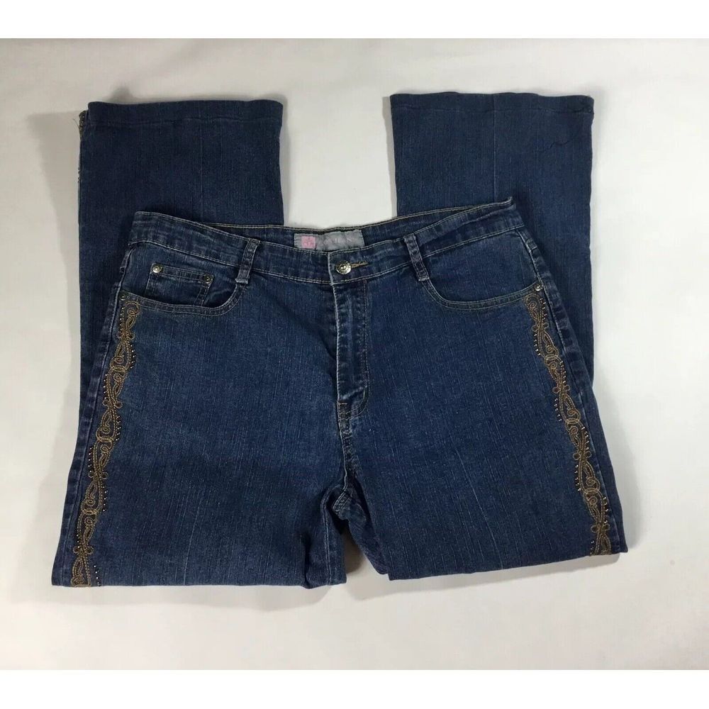 COS ‎ Jeans Womens Size 12 denim Embroidered studs med wash - 34w/26 Inseam